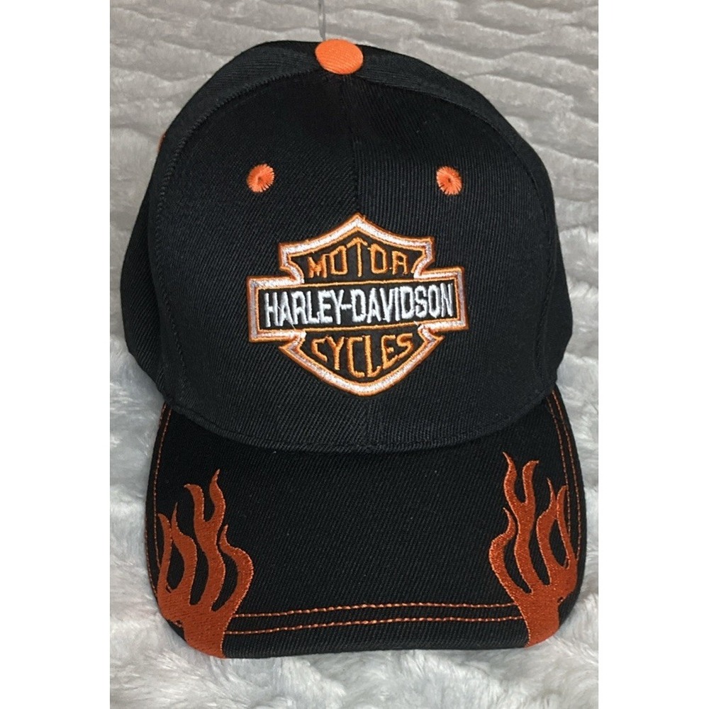 Harley Davidson Motorcycle Black Unisex Adjustable Strapback Baseball Hat NWOT